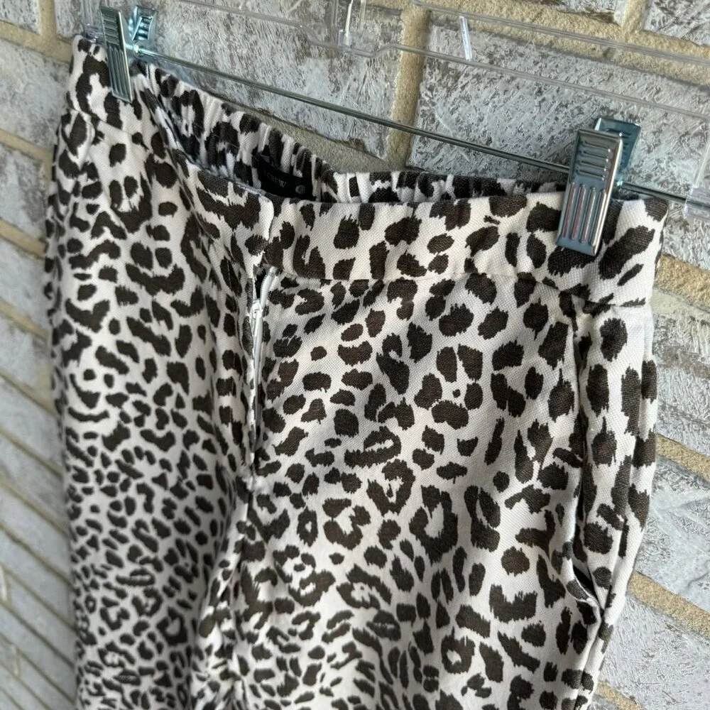 J. Crew Womens Linen Blend Leopard Print Pants, Size 4.